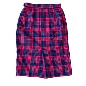 Komatsu Store vintage Plaid skirt waist 12.5”, length 25”small/XS pink blue midi